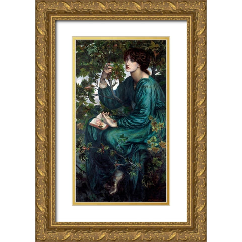 The Day Dream, 1880 Gold Ornate Wood Framed Art Print with Double Matting by Rossetti, Dante Gabriel