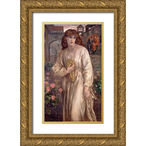 Salutation of Beatrice, 1882 Gold Ornate Wood Framed Art Print with Double Matting by Rossetti, Dante Gabriel