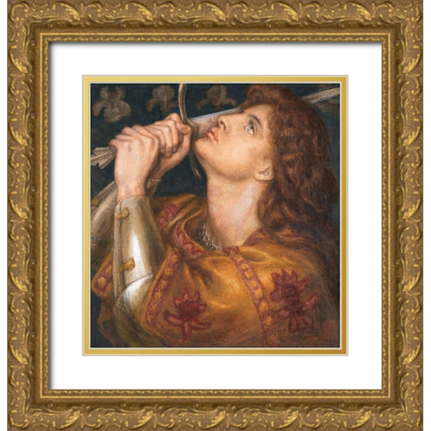 Joan of Arc, 1864 Gold Ornate Wood Framed Art Print with Double Matting by Rossetti, Dante Gabriel
