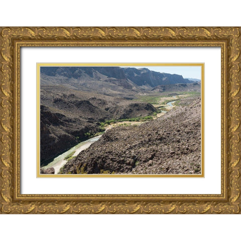 View of the Rio Grande River along Texas Rt. 170 Gold Ornate Wood Framed Art Print with Double Matting by Highmith, Carol