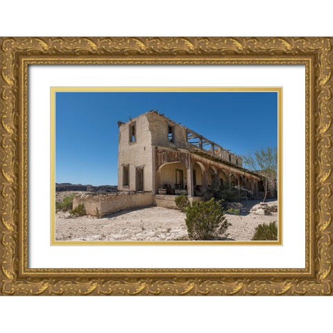 Remains of an old structure in Terilingua, southern Brewster County, TX Gold Ornate Wood Framed Art Print with Double Matting by Highmith, Carol