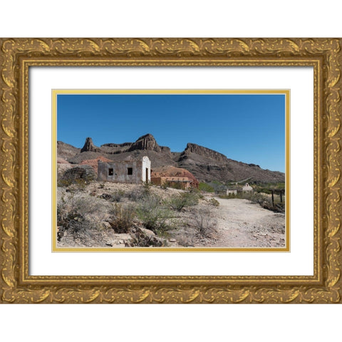 Abandoned movie set along the Rio Grande River in Big Bend Ranch State Park in lower Brewster County Gold Ornate Wood Framed Art Print with Double Matting by Highmith, Carol