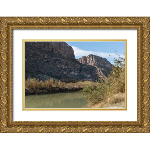 The Rio Grande River in Big Bend National Park, TX Gold Ornate Wood Framed Art Print with Double Matting by Highmith, Carol