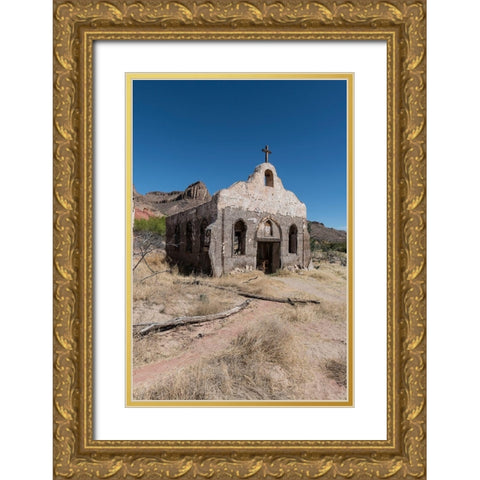 Abandoned movie set along the Rio Grande River in Big Bend Ranch State Park in lower Brewster County Gold Ornate Wood Framed Art Print with Double Matting by Highmith, Carol