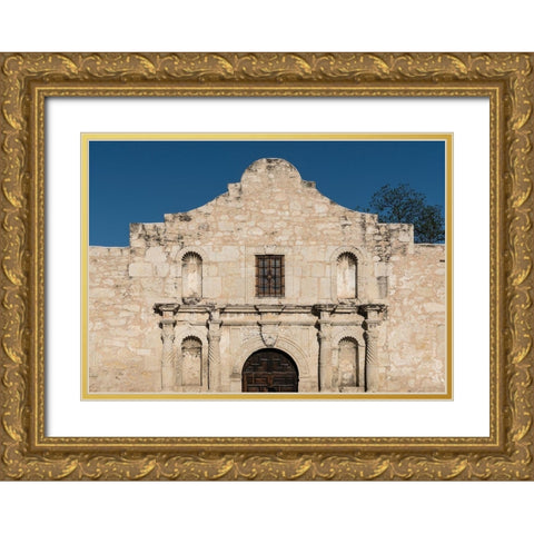 Doorway to the Alamo, an 18th-century mission church in San Antonio, TX Gold Ornate Wood Framed Art Print with Double Matting by Highmith, Carol