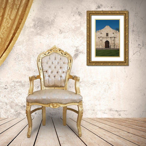 Doorway to the Alamo, an 18th-century mission church in San Antonio, TX Gold Ornate Wood Framed Art Print with Double Matting by Highmith, Carol