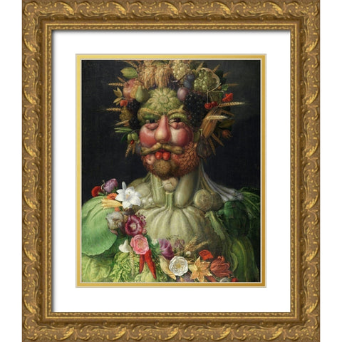 Vertumnus, 1591 Gold Ornate Wood Framed Art Print with Double Matting by Arcimboldo, Giuseppe