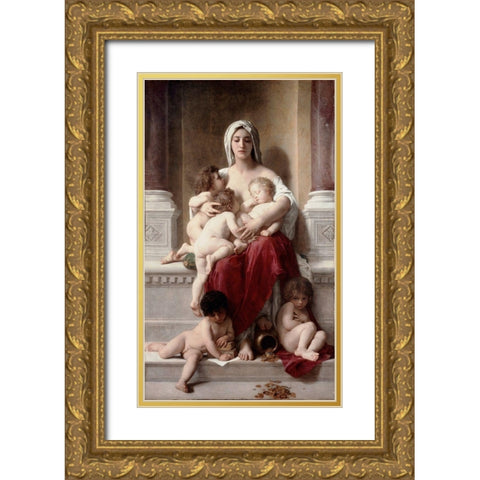 Charity Gold Ornate Wood Framed Art Print with Double Matting by Bouguereau, William-Adolphe