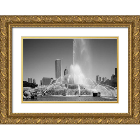 Buckingham fountain Chicago Illinois Gold Ornate Wood Framed Art Print with Double Matting by Highsmith, Carol