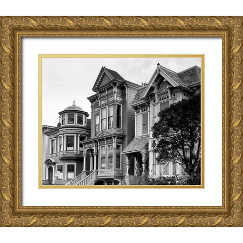 Row mansions loaded with gingerbread San Francisco California Gold Ornate Wood Framed Art Print with Double Matting by Highsmith, Carol