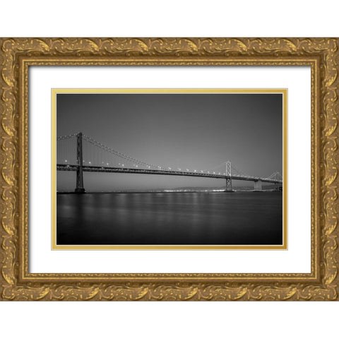 San Francisco Oakland Bay Bridge at dusk San Francisco California Gold Ornate Wood Framed Art Print with Double Matting by Highsmith, Carol