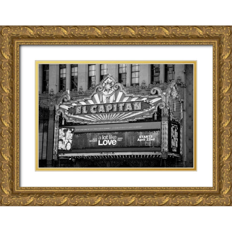El Capitan Theatre Marquee Los Angeles California Gold Ornate Wood Framed Art Print with Double Matting by Highsmith, Carol
