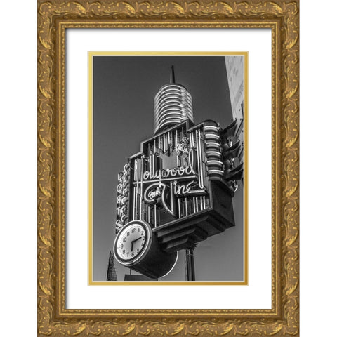 A neon sign from Hollywood and Vine Los Angeles California Gold Ornate Wood Framed Art Print with Double Matting by Highsmith, Carol