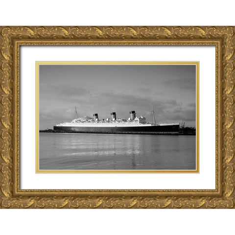 Queen Mary ship Long Beach California Gold Ornate Wood Framed Art Print with Double Matting by Highsmith, Carol