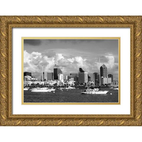 Cityscape San Diego California Gold Ornate Wood Framed Art Print with Double Matting by Highsmith, Carol