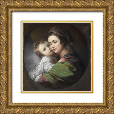 Elizabeth Shewell West and Her Son Raphael Gold Ornate Wood Framed Art Print with Double Matting by West, Benjamin