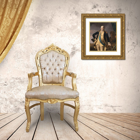 George Washington at the Battle of Princeton Gold Ornate Wood Framed Art Print with Double Matting by Peale, Charles Willson