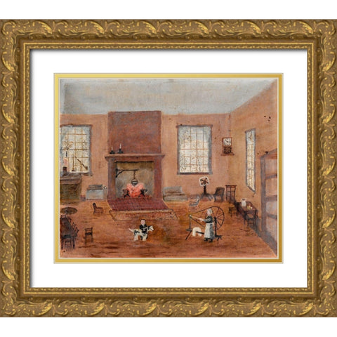 In the Kitchen Gold Ornate Wood Framed Art Print with Double Matting by Case, Frank E