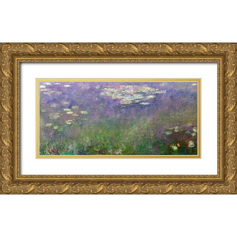 Water Lilies Agapanthus Gold Ornate Wood Framed Art Print with Double Matting by Monet, Claude