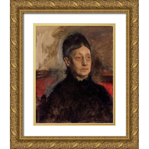 Stefanina Primicile Carafa, Marchioness of Cicerale and Duchess of Montejasi Gold Ornate Wood Framed Art Print with Double Matting by Degas, Edgar
