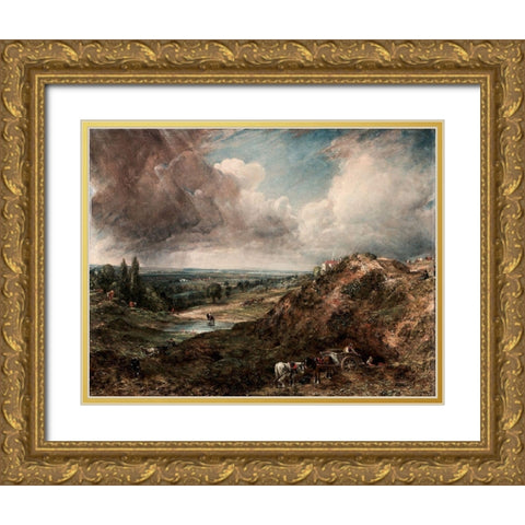 Branch Hill Pond, Hampstead Gold Ornate Wood Framed Art Print with Double Matting by Constable, John