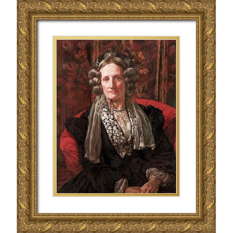 Mrs. George Waugh Gold Ornate Wood Framed Art Print with Double Matting by Hunt, William Holman