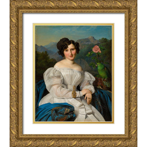 Countess Szechenyi Gold Ornate Wood Framed Art Print with Double Matting by Waldmuller, Ferdinand Georg