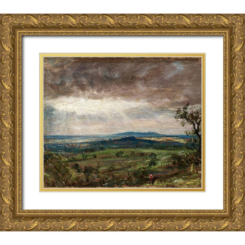 Hampstead Heath, Looking Toward Harrow Gold Ornate Wood Framed Art Print with Double Matting by Constable, John