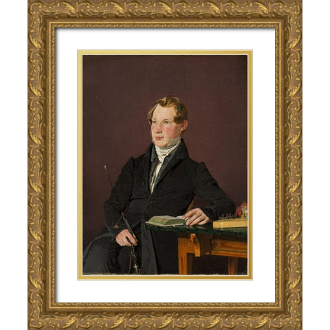 Dr. Johann Henning Kjetil Hjardemaal Gold Ornate Wood Framed Art Print with Double Matting by Kobke, Christen