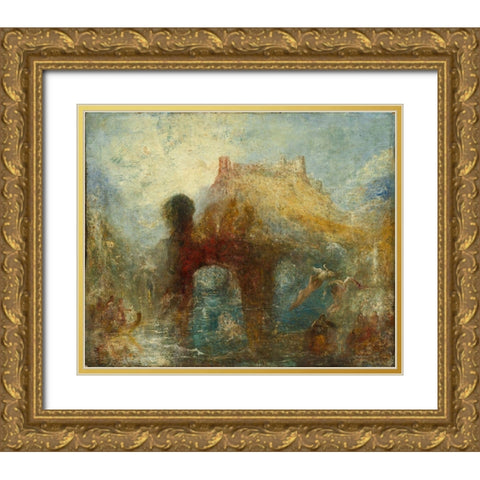 Queen Mabs Cave Gold Ornate Wood Framed Art Print with Double Matting by Turner, Joseph Mallord William