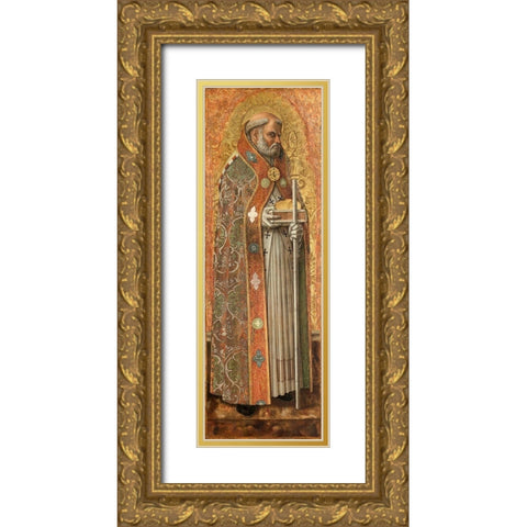 Saint Nicholas of Bari Gold Ornate Wood Framed Art Print with Double Matting by Crivelli, Carlo
