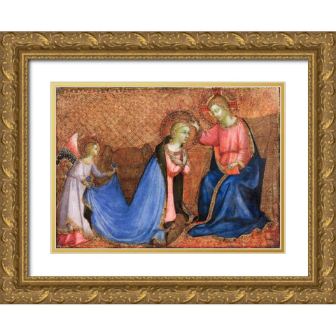 Coronation of the Virgin Gold Ornate Wood Framed Art Print with Double Matting by Angelico, Fra