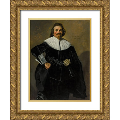 Portrait of Tieleman Roosterman Gold Ornate Wood Framed Art Print with Double Matting by Hals, Frans