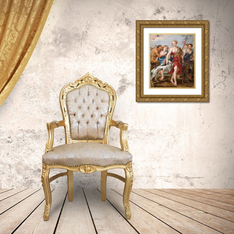 Diana and Her Nymphs Departing for the Hunt Gold Ornate Wood Framed Art Print with Double Matting by Rubens, Peter Paul