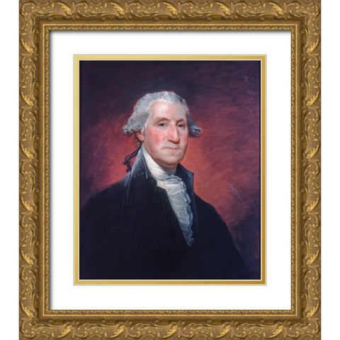 George Washington Gold Ornate Wood Framed Art Print with Double Matting by Stuart, Gilbert