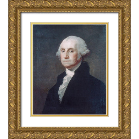 George Washington 1803 Gold Ornate Wood Framed Art Print with Double Matting by Stuart, Gilbert