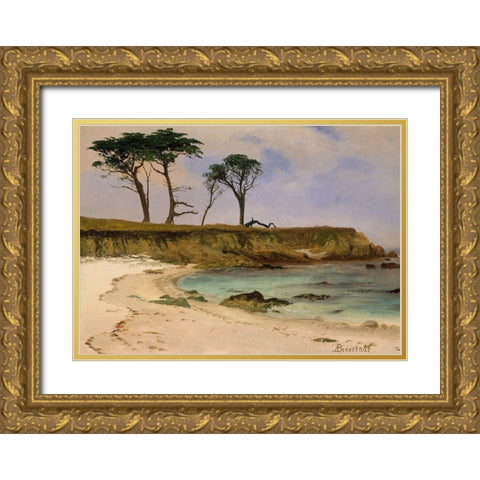 Sea Cove Gold Ornate Wood Framed Art Print with Double Matting by Bierstadt, Albert