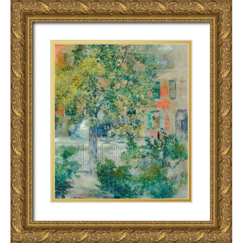 View from the Artists Window, Grove Street Gold Ornate Wood Framed Art Print with Double Matting by Blum, Robert Frederick