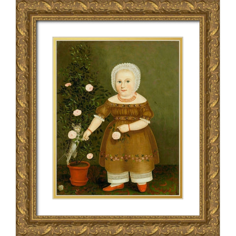 Emma Homan 1844 Gold Ornate Wood Framed Art Print with Double Matting by Bradley, John
