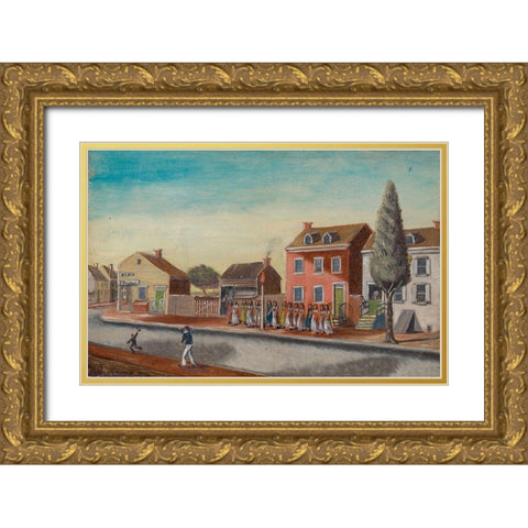 Tea Party Gold Ornate Wood Framed Art Print with Double Matting by Chappel, William P.