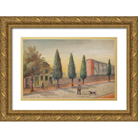 Strawberry Pedlar Gold Ornate Wood Framed Art Print with Double Matting by Chappel, William P.