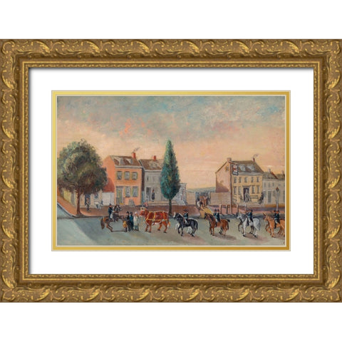 Bulls Head Tavern Gold Ornate Wood Framed Art Print with Double Matting by Chappel, William P.