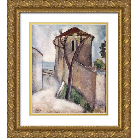 Number 3 Gold Ornate Wood Framed Art Print with Double Matting by Modigliani, Amedeo