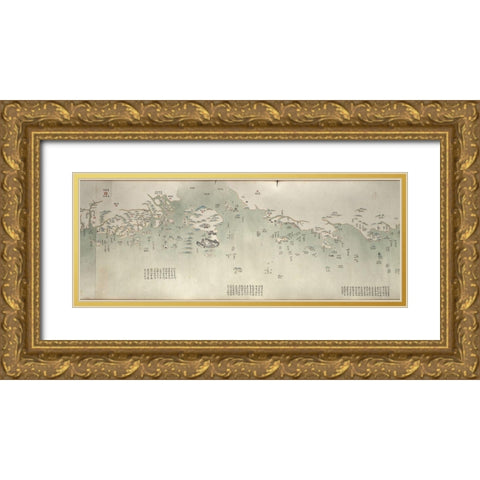 Coastal Map of China Gold Ornate Wood Framed Art Print with Double Matting by Vintage Maps