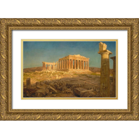 The Parthenon Gold Ornate Wood Framed Art Print with Double Matting by Church, Frederic Edwin