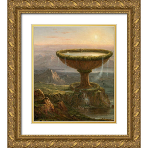 The Titans Goblet Gold Ornate Wood Framed Art Print with Double Matting by Cole, Thomas