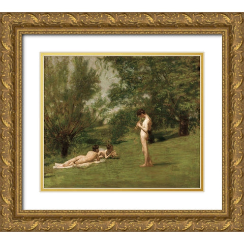 Arcadia Gold Ornate Wood Framed Art Print with Double Matting by Eakins, Thomas
