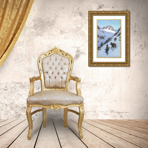 A Successful Hunt Gold Ornate Wood Framed Art Print with Double Matting by Farny, Henry Francois