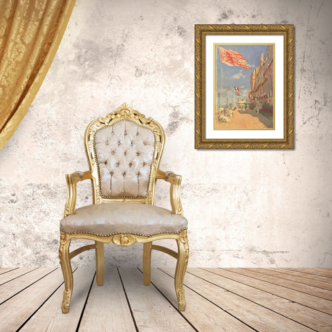 Hotel Des Roches Noires in Trouville Gold Ornate Wood Framed Art Print with Double Matting by Monet, Claude