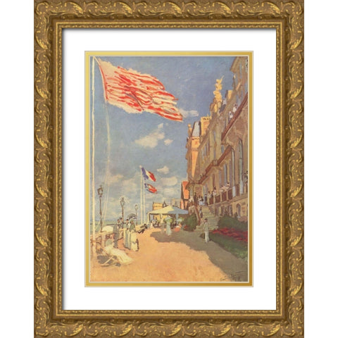 Hotel Des Roches Noires in Trouville Gold Ornate Wood Framed Art Print with Double Matting by Monet, Claude
